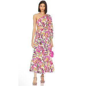 Misa Los Angeles Mahika One-Shoulder Floral‎ Cotton Maxi Dress Size M